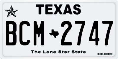 TX license plate BCM2747