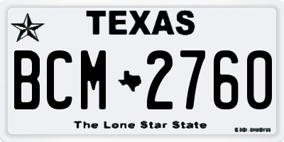 TX license plate BCM2760