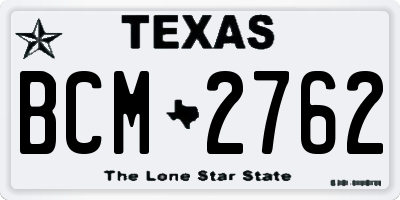 TX license plate BCM2762