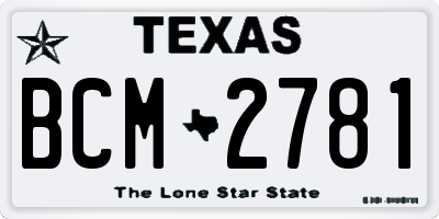 TX license plate BCM2781