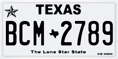 TX license plate BCM2789