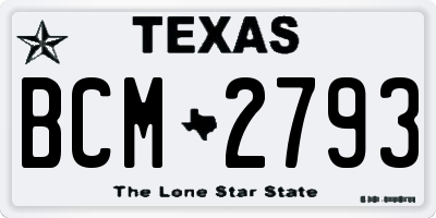 TX license plate BCM2793