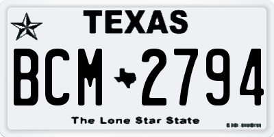 TX license plate BCM2794