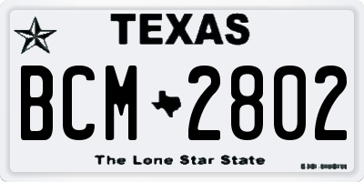 TX license plate BCM2802