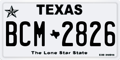 TX license plate BCM2826