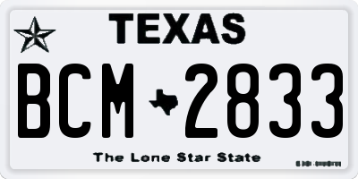 TX license plate BCM2833