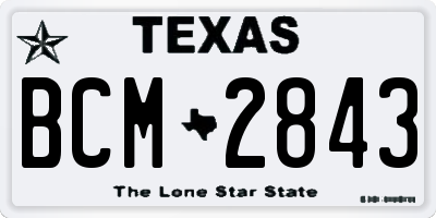 TX license plate BCM2843