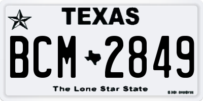 TX license plate BCM2849