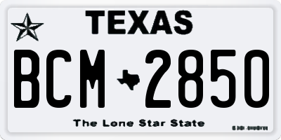 TX license plate BCM2850