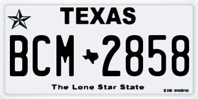 TX license plate BCM2858