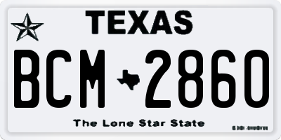 TX license plate BCM2860