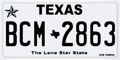 TX license plate BCM2863