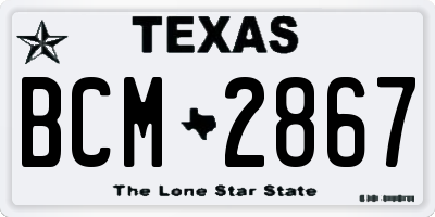 TX license plate BCM2867
