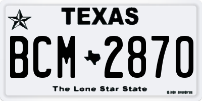 TX license plate BCM2870