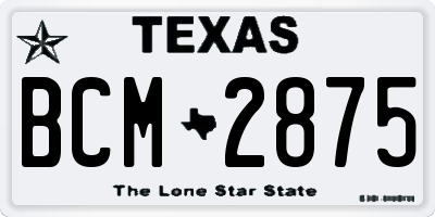 TX license plate BCM2875