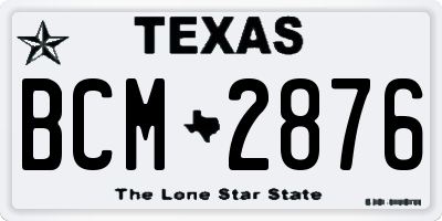 TX license plate BCM2876