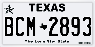 TX license plate BCM2893