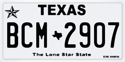 TX license plate BCM2907