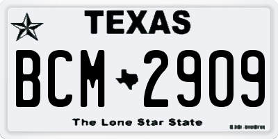TX license plate BCM2909