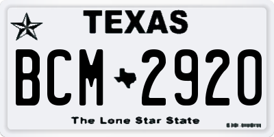 TX license plate BCM2920