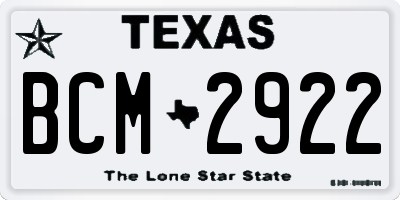 TX license plate BCM2922