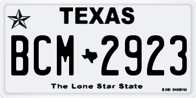 TX license plate BCM2923