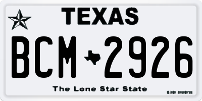TX license plate BCM2926