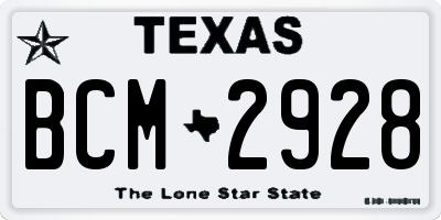 TX license plate BCM2928