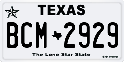 TX license plate BCM2929