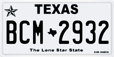 TX license plate BCM2932