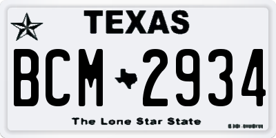 TX license plate BCM2934