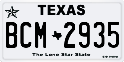TX license plate BCM2935
