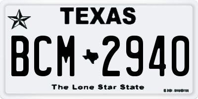 TX license plate BCM2940