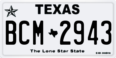 TX license plate BCM2943