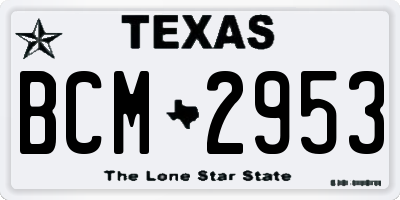 TX license plate BCM2953