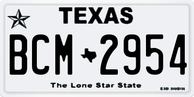 TX license plate BCM2954