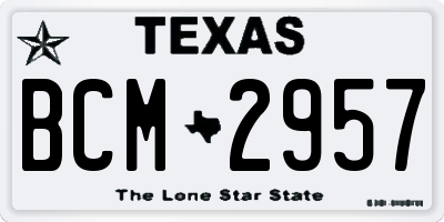 TX license plate BCM2957