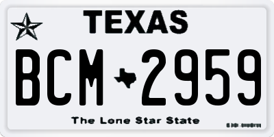 TX license plate BCM2959
