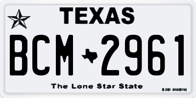 TX license plate BCM2961