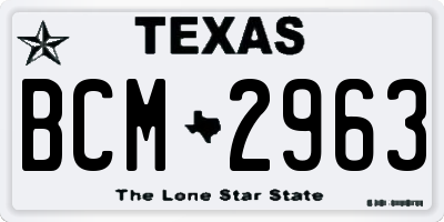 TX license plate BCM2963