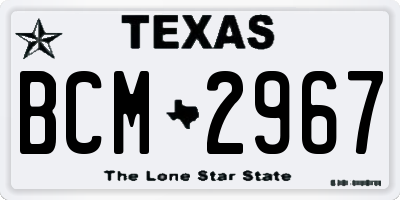 TX license plate BCM2967