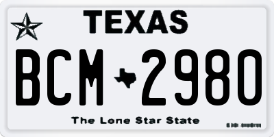 TX license plate BCM2980