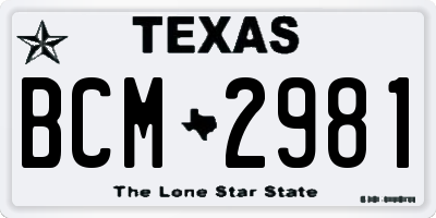 TX license plate BCM2981