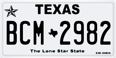 TX license plate BCM2982