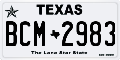 TX license plate BCM2983