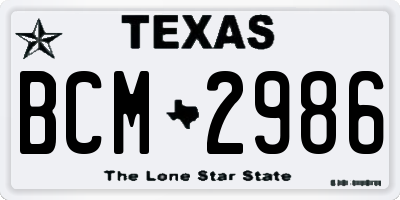 TX license plate BCM2986