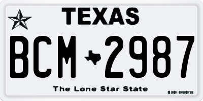 TX license plate BCM2987