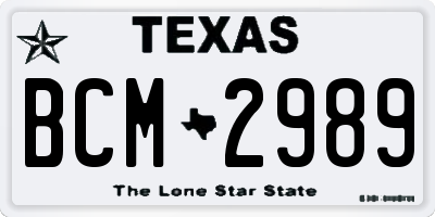 TX license plate BCM2989