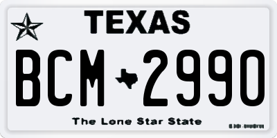 TX license plate BCM2990