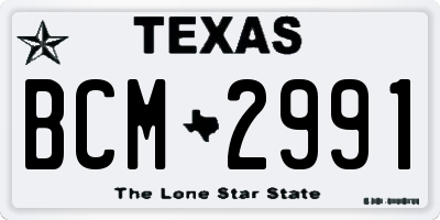 TX license plate BCM2991